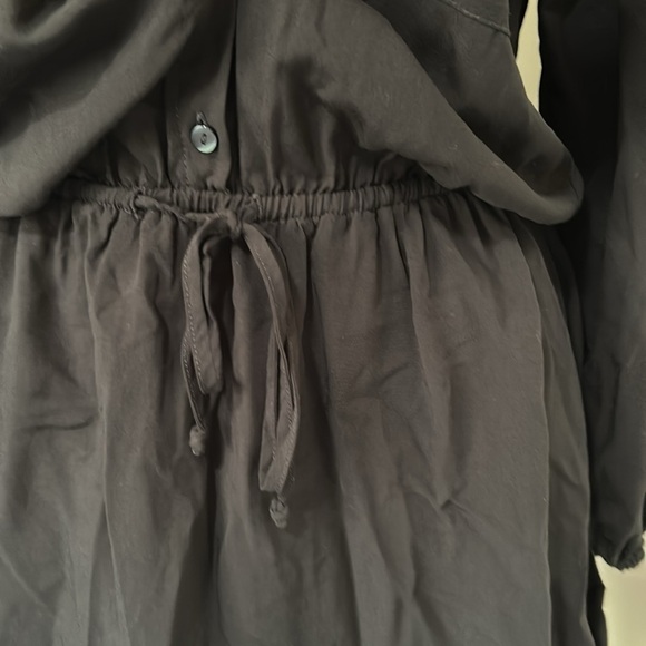 L Space Amelia Mini Dress Black Tie Waist Button Front Long Sleeve Sz XS - Picture 5 of 12